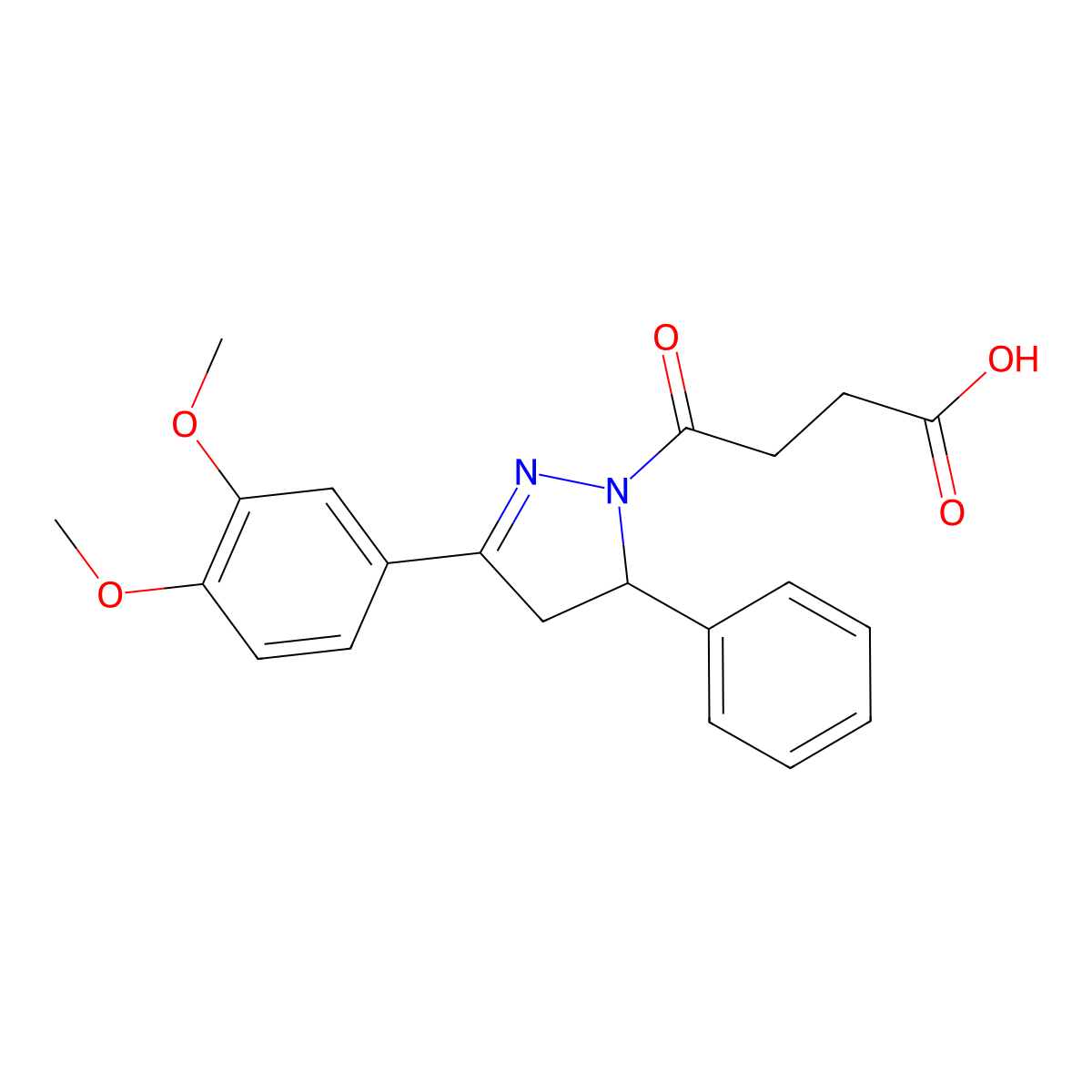 4-[3-(3,4-dimethoxyphenyl)-5-phenyl-4,5-dihydro-1H-pyrazol-1-yl]-4-oxobutanoic acid molecular structure, CAS 402947-49-3