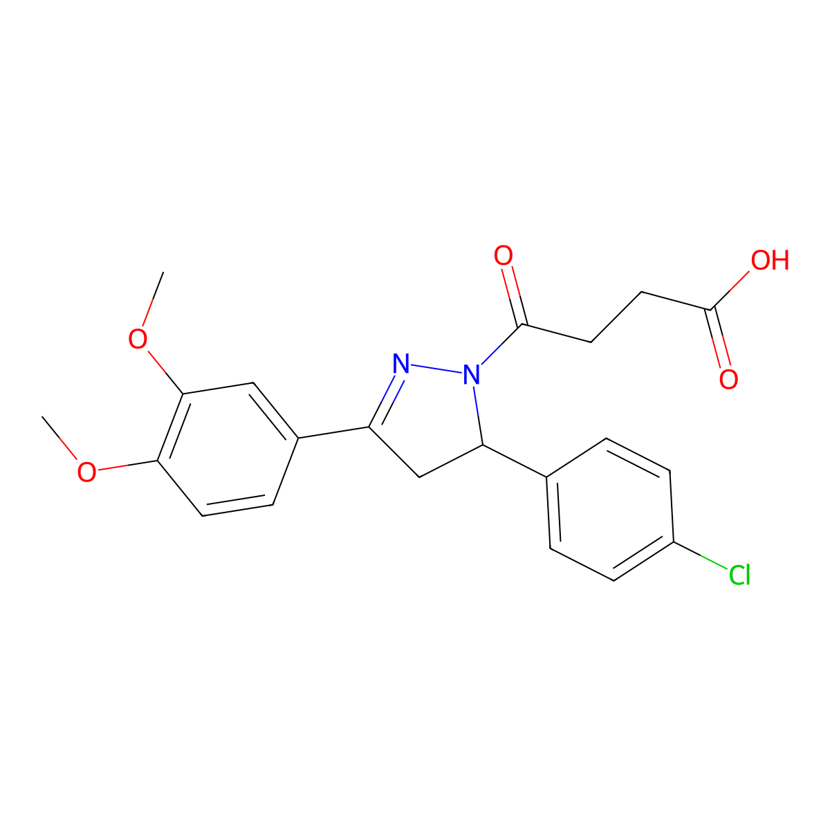 4-[5-(4-chlorophenyl)-3-(3,4-dimethoxyphenyl)-4,5-dihydro-1H-pyrazol-1-yl]-4-oxobutanoic acid molecular structure, CAS 402947-53-9