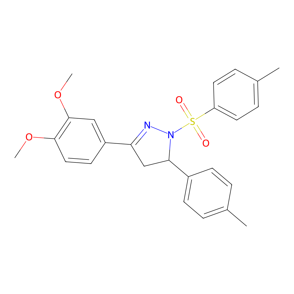 5-(3,4-Dimethoxyphenyl)-3-(4-methylphenyl)-2-(4-methylphenyl)sulfonyl-3,4-dihydropyrazole molecular structure, CAS 402947-86-8