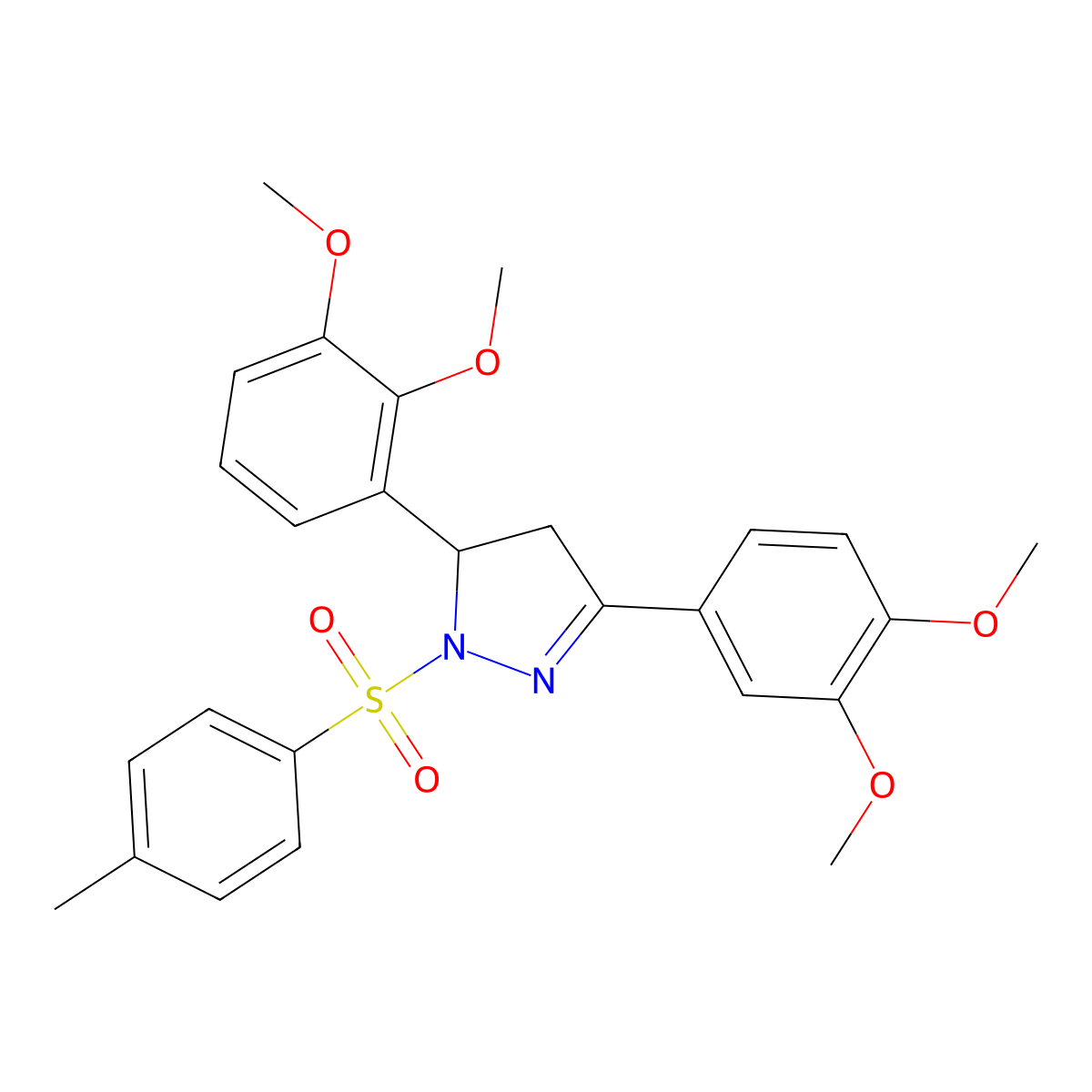 5-(2,3-dimethoxyphenyl)-3-(3,4-dimethoxyphenyl)-1-(4-methylbenzenesulfonyl)-4,5-dihydro-1H-pyrazole molecular structure, CAS 402947-93-7
