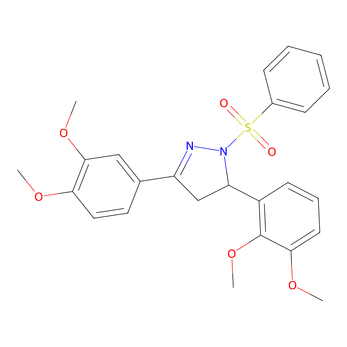 2-(Benzenesulfonyl)-3-(2,3-dimethoxyphenyl)-5-(3,4-dimethoxyphenyl)-3,4-dihydropyrazole molecular structure, CAS 402947-94-8