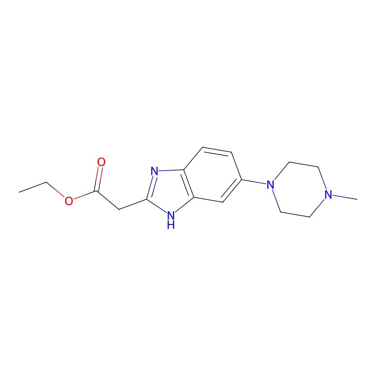 ethyl 2-(5-(4-methylpiperazin-1-yl)-1H-benzo[d]imidazol-2-yl)acetate molecular structure, CAS 402948-37-2