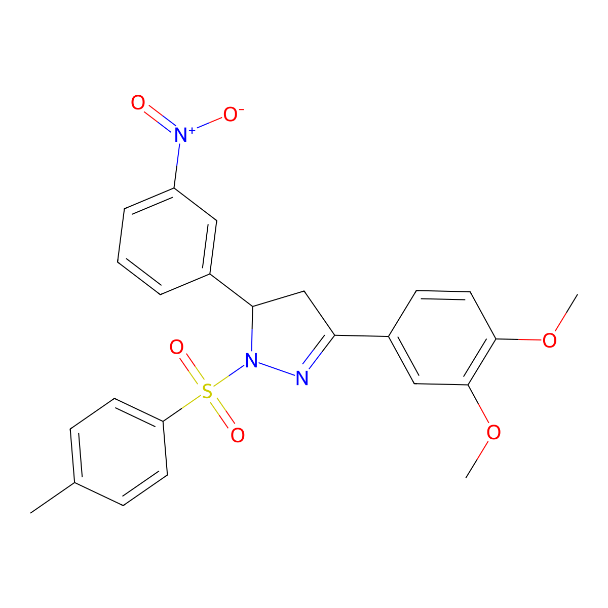 3-(3,4-dimethoxyphenyl)-5-(3-nitrophenyl)-1-tosyl-4,5-dihydro-1H-pyrazole molecular structure, CAS 402950-74-7