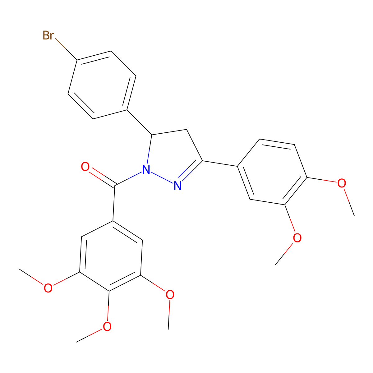 [3-(4-Bromophenyl)-5-(3,4-dimethoxyphenyl)-3,4-dihydropyrazol-2-yl]-(3,4,5-trimethoxyphenyl)methanone molecular structure, CAS 402950-82-7