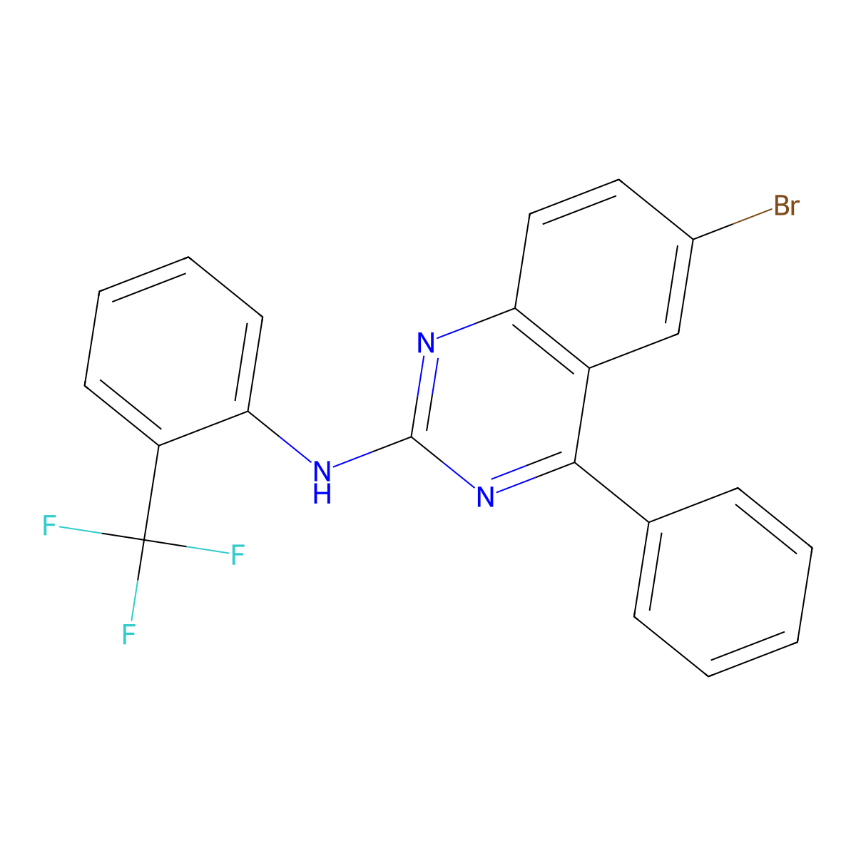 6-bromo-4-phenyl-N-[2-(trifluoromethyl)phenyl]quinazolin-2-amine molecular structure, CAS 402951-19-3