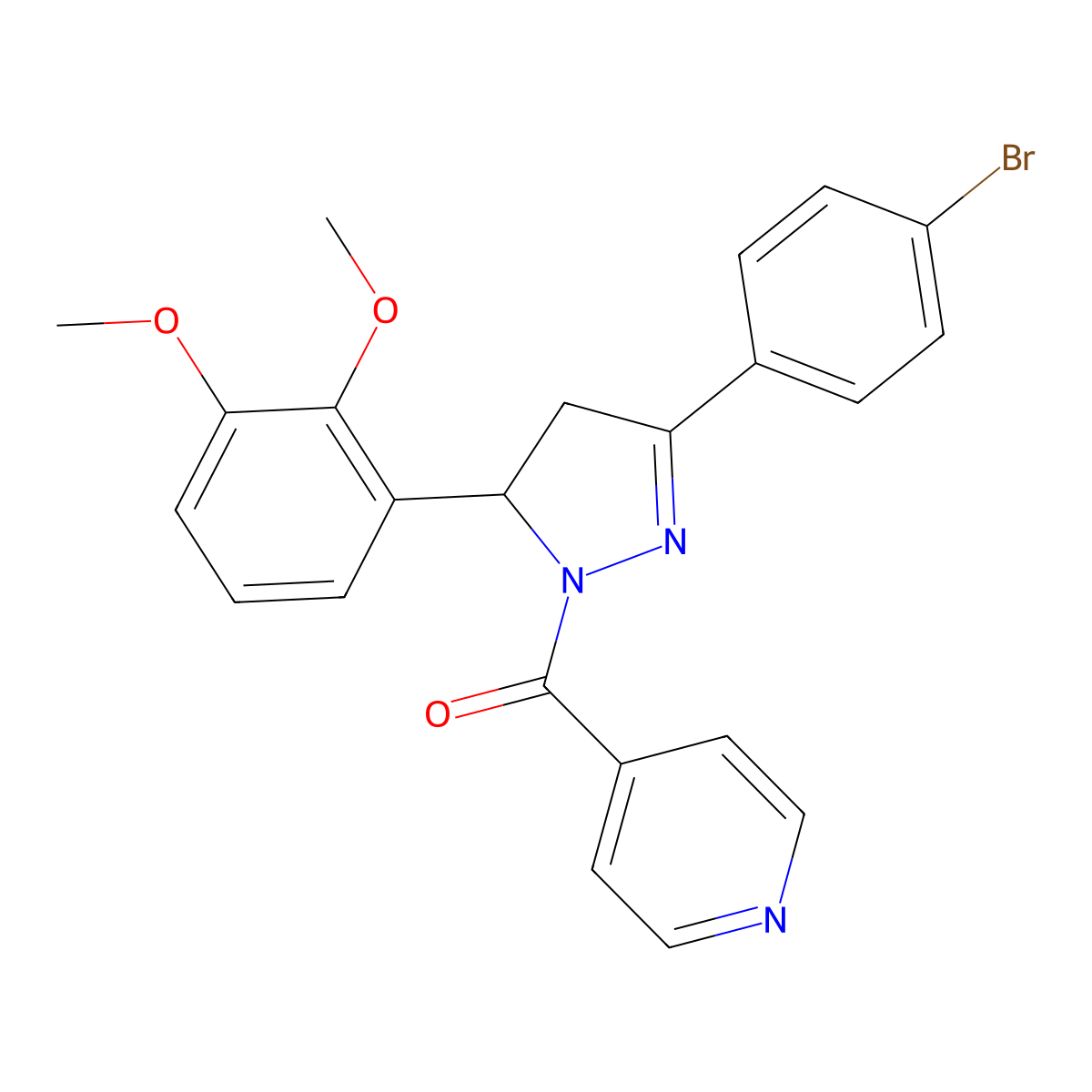 [5-(4-Bromophenyl)-3-(2,3-dimethoxyphenyl)-3,4-dihydropyrazol-2-yl]-pyridin-4-ylmethanone molecular structure, CAS 402951-28-4