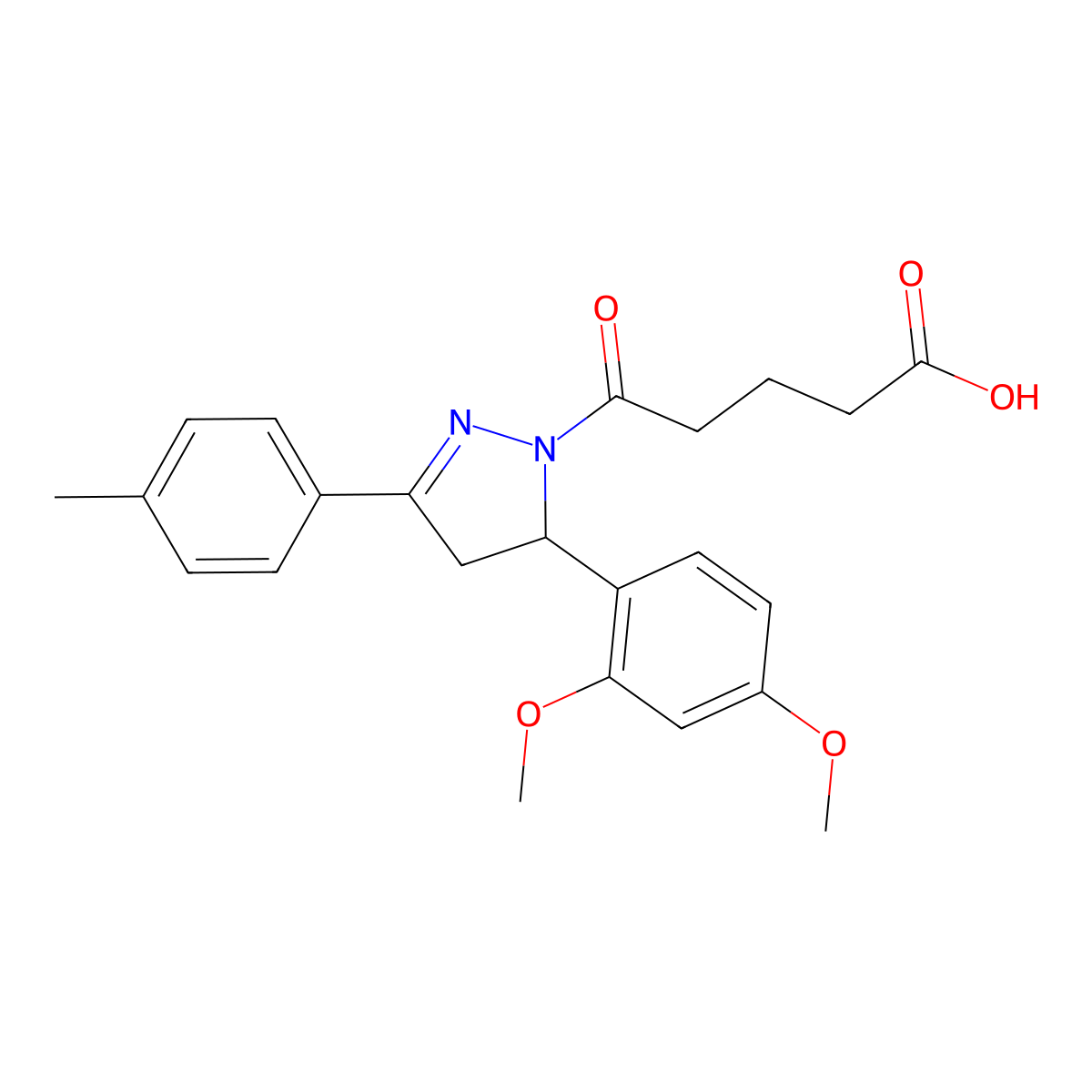 5-[5-(2,4-dimethoxyphenyl)-3-(4-methylphenyl)-4,5-dihydro-1H-pyrazol-1-yl]-5-oxopentanoic acid molecular structure, CAS 402951-46-6