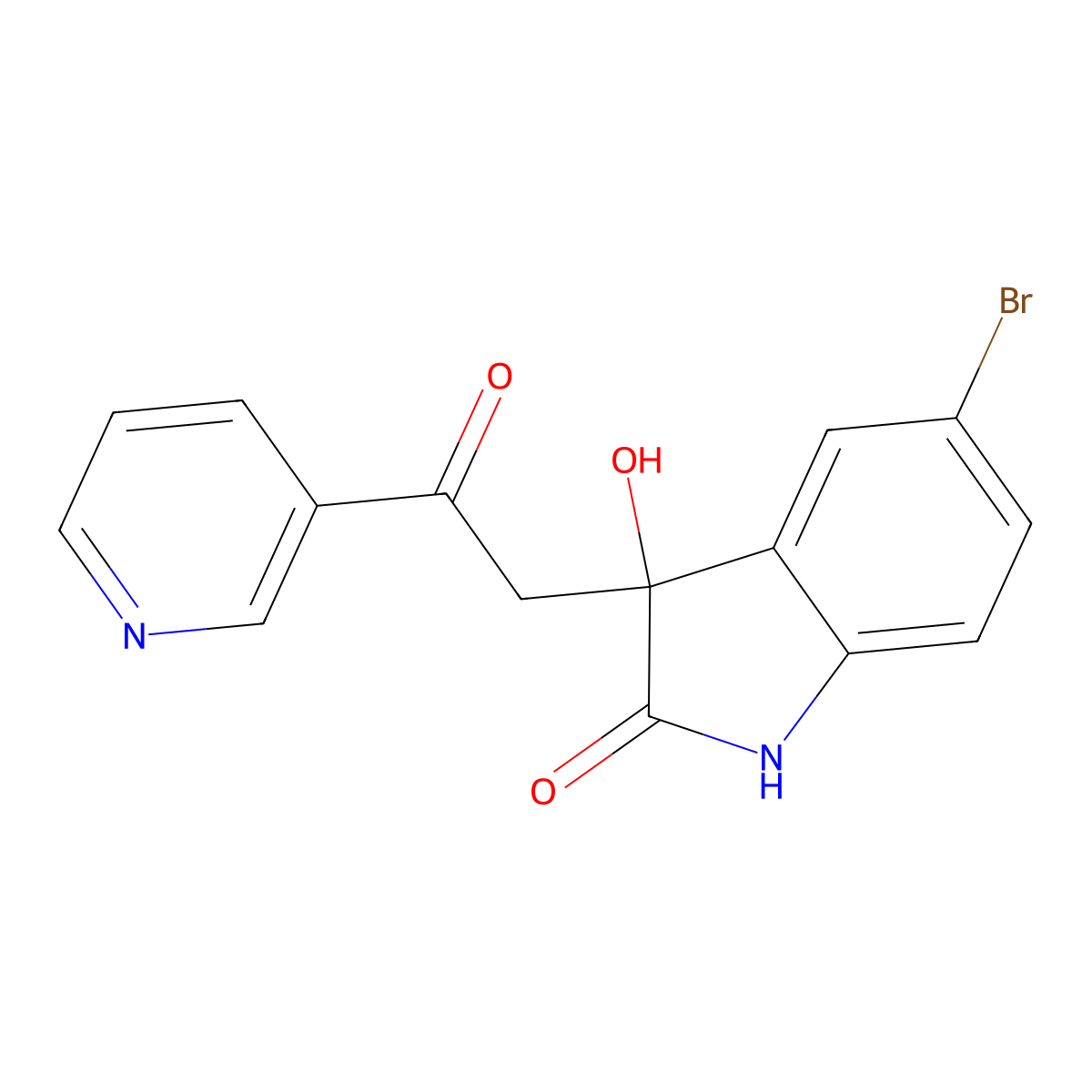 5-bromo-3-hydroxy-3-[2-oxo-2-(pyridin-3-yl)ethyl]-1,3-dihydro-2H-indol-2-one molecular structure, CAS 402951-73-9