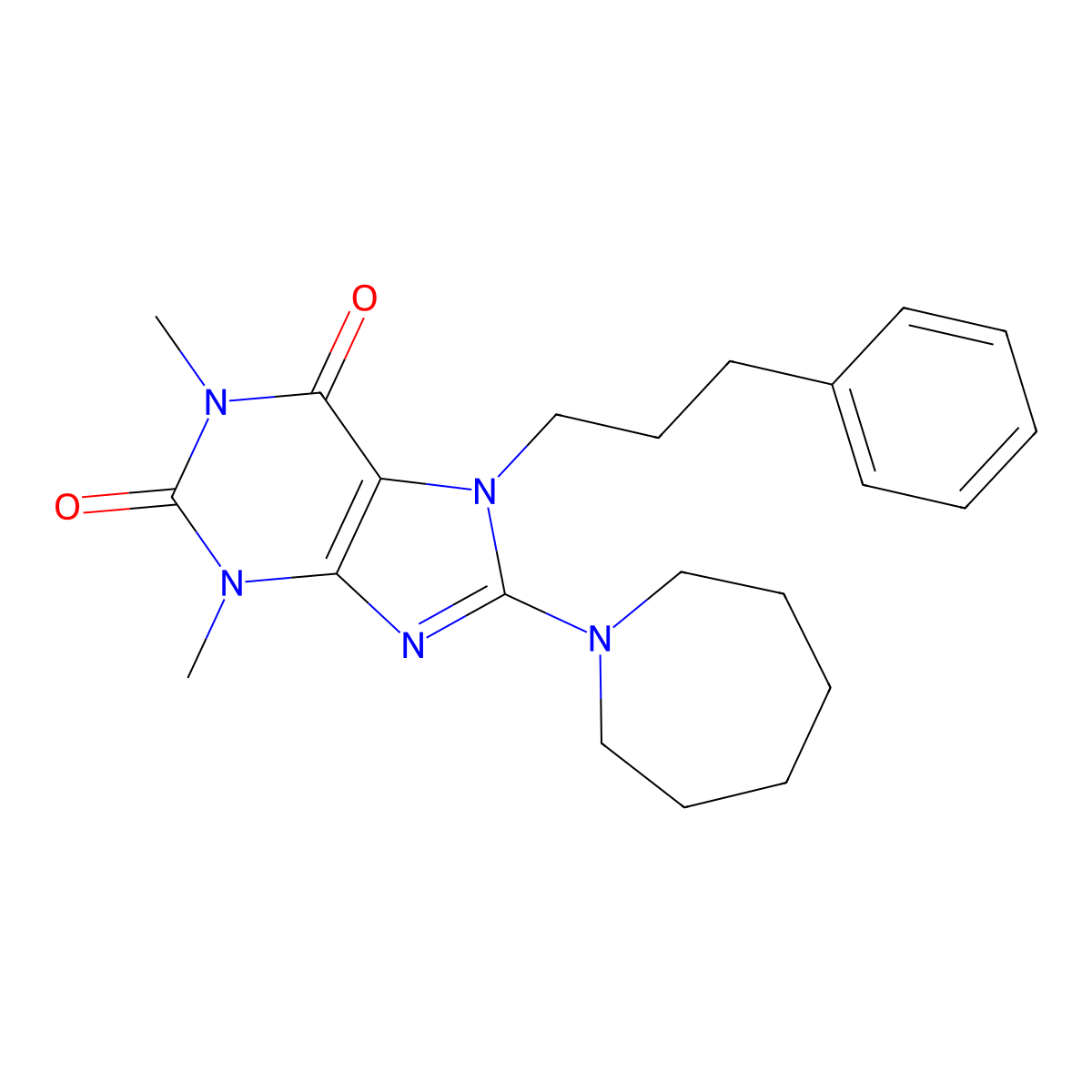 8-(azepan-1-yl)-1,3-dimethyl-7-(3-phenylpropyl)-2,3,6,7-tetrahydro-1H-purine-2,6-dione molecular structure, CAS 402951-95-5