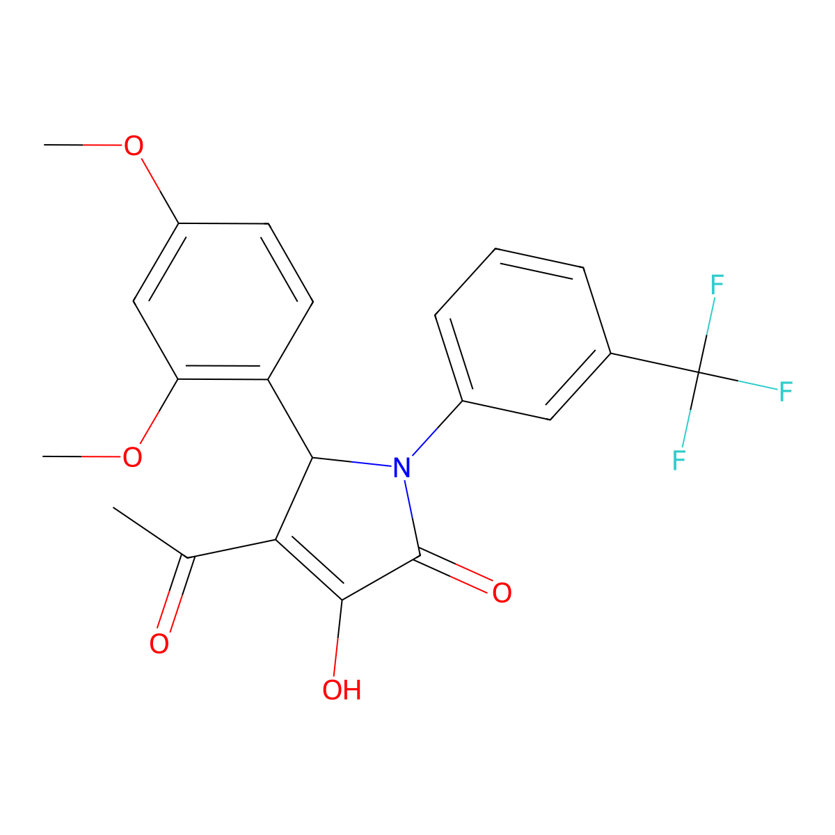 3-acetyl-2-(2,4-dimethoxyphenyl)-4-hydroxy-1-[3-(trifluoromethyl)phenyl]-2H-pyrrol-5-one molecular structure, CAS 402961-43-7