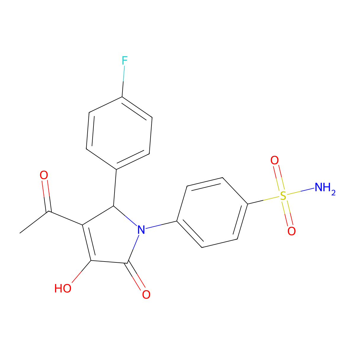 4-[3-acetyl-2-(4-fluorophenyl)-4-hydroxy-5-oxo-2H-pyrrol-1-yl]benzenesulfonamide molecular structure, CAS 402961-49-3