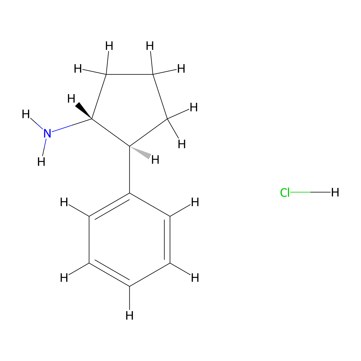 trans-2-Phenylcyclopentan-1-amine hydrochloride molecular structure, CAS 40297-12-9