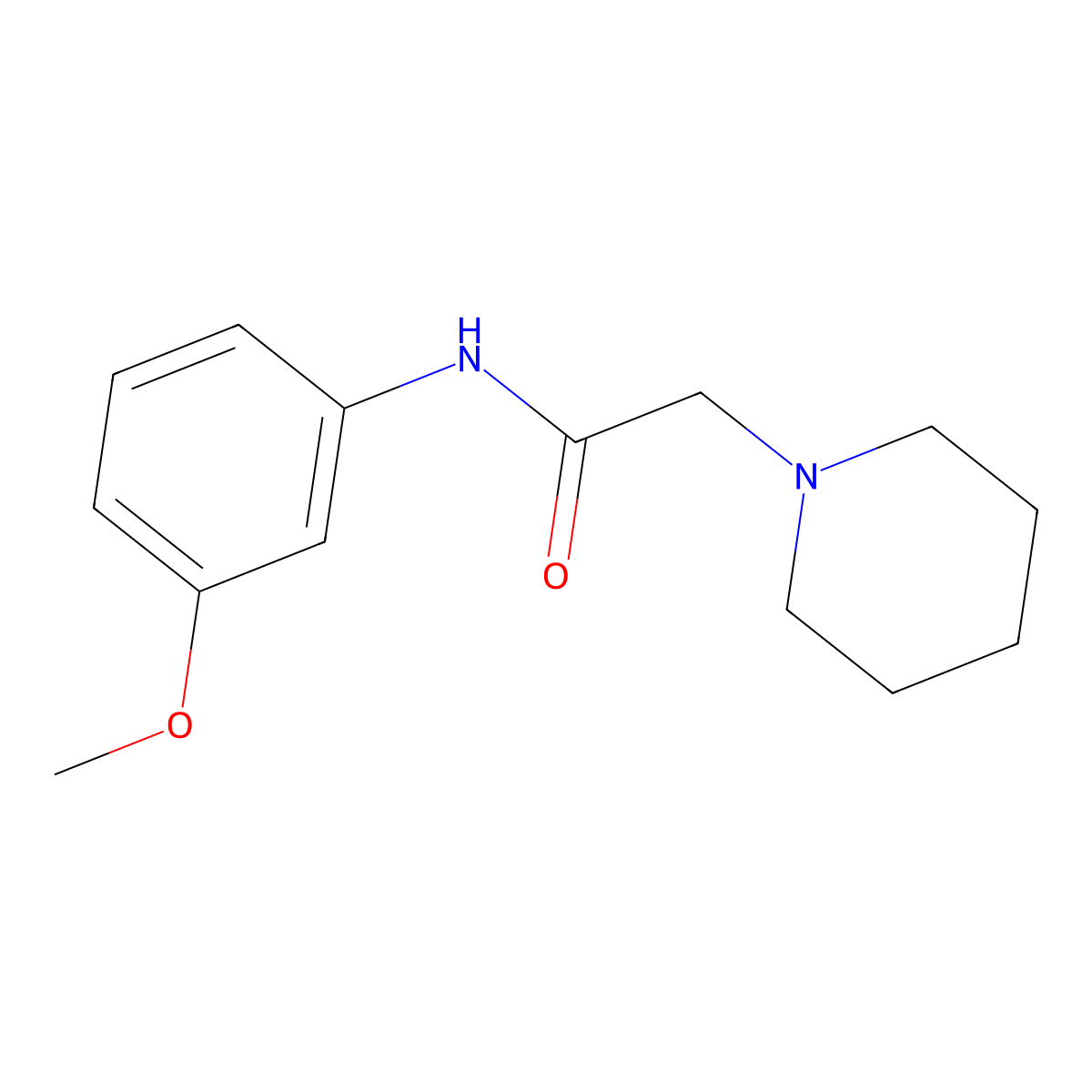 1-Piperidineacetamide, N-(3-methoxyphenyl)- molecular structure, CAS 40297-47-0
