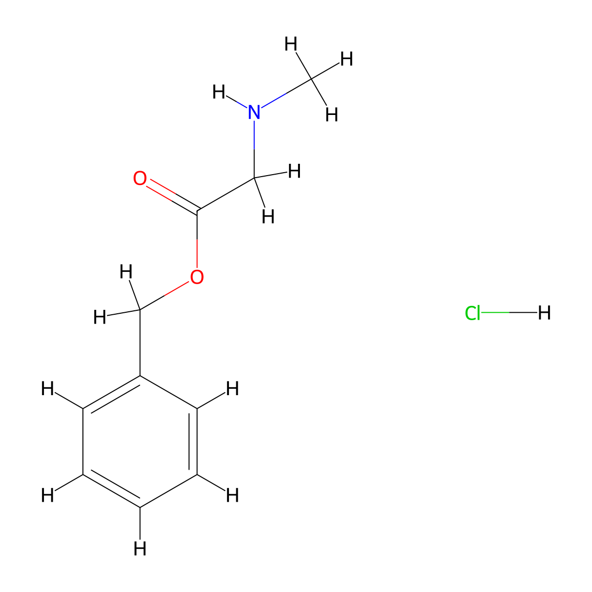 Benzyl 2-(methylamino)acetate hydrochloride molecular structure, CAS 40298-32-6