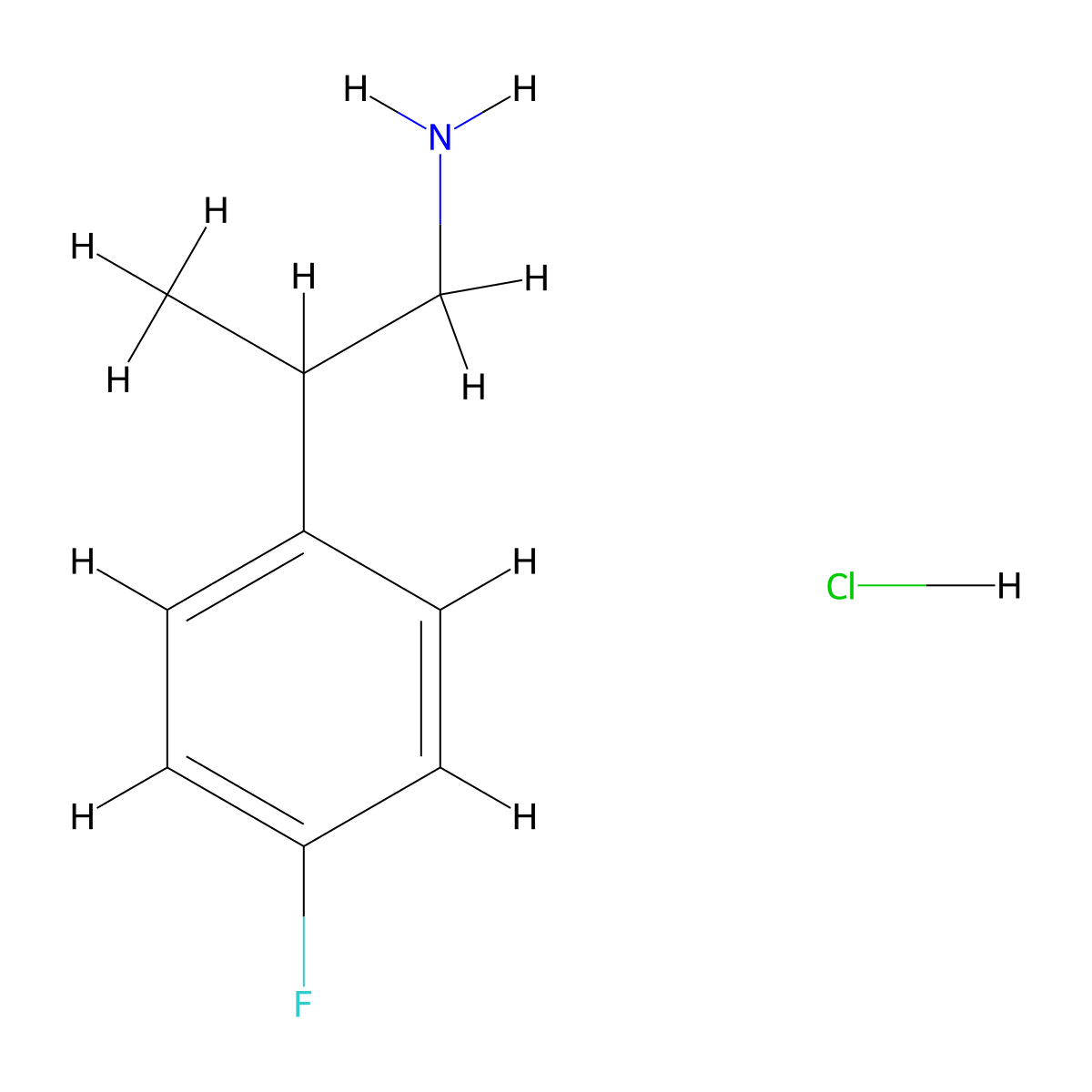 2-(4-Fluorophenyl)propan-1-amine hydrochloride molecular structure, CAS 403-27-0