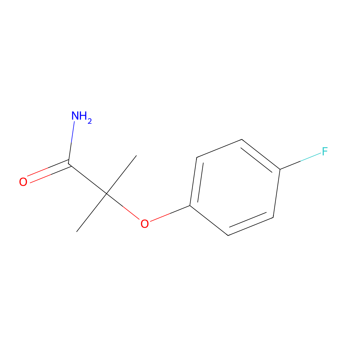 2-(4-Fluorophenoxy)-2-methylpropanamide molecular structure, CAS 403-59-8