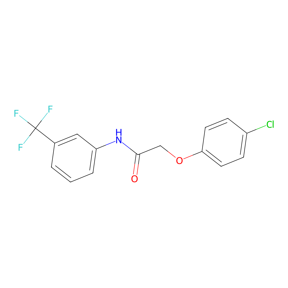 2-(4-chlorophenoxy)-N-[3-(trifluoromethyl)phenyl]acetamide molecular structure, CAS 403-98-5