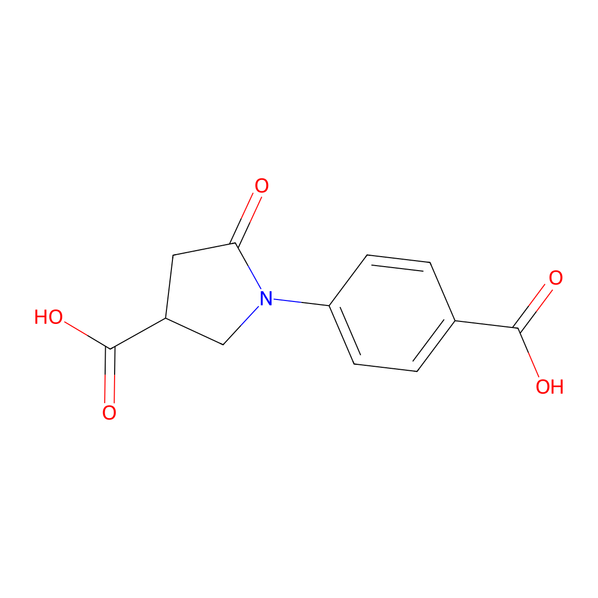 1-(4-Carboxyphenyl)-5-oxopyrrolidine-3-carboxylic acid molecular structure, CAS 40306-01-2