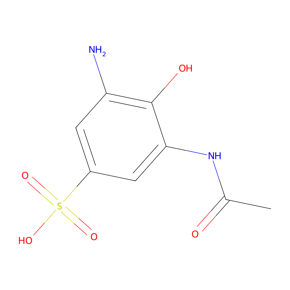 Benzenesulfonic acid, 3-(acetylamino)-5-amino-4-hydroxy- molecular structure, CAS 40306-75-0