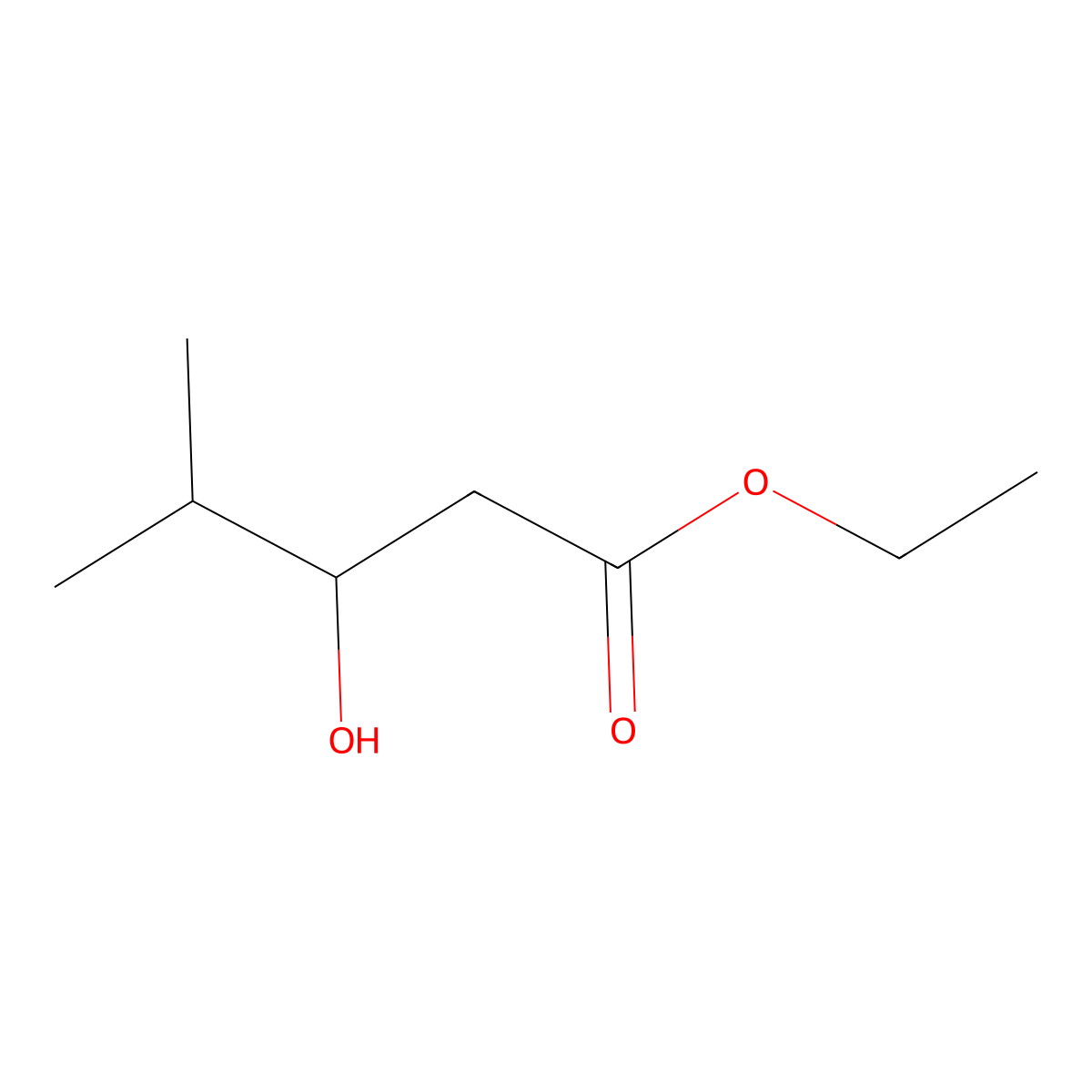 Ethyl 3-hydroxy-4-methylpentanoate molecular structure, CAS 40309-42-0