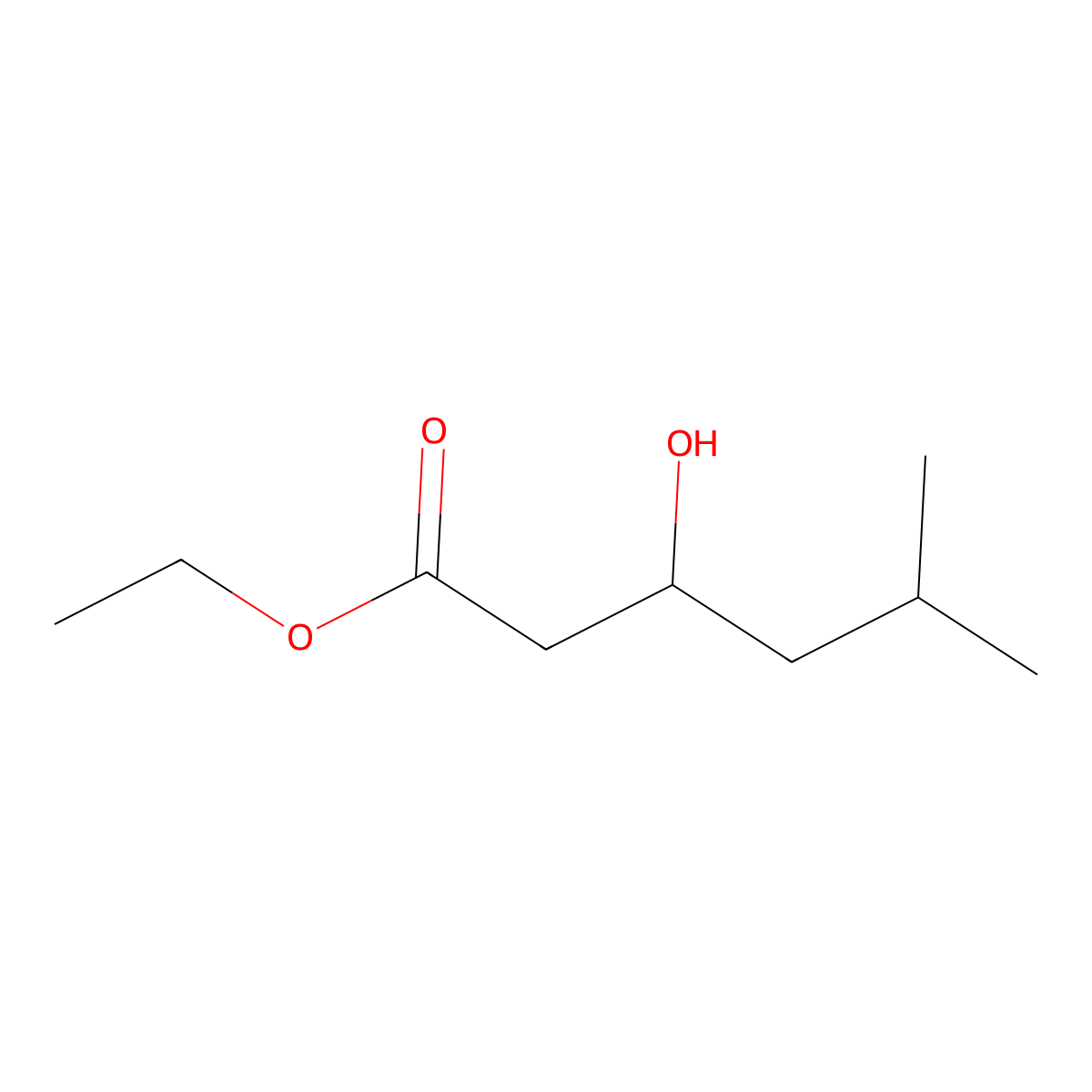 Ethyl 3-hydroxy-5-methylhexanoate molecular structure, CAS 40309-43-1