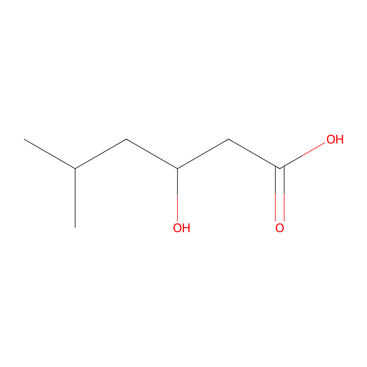 3-Hydroxy-5-methylhexanoic acid molecular structure, CAS 40309-49-7