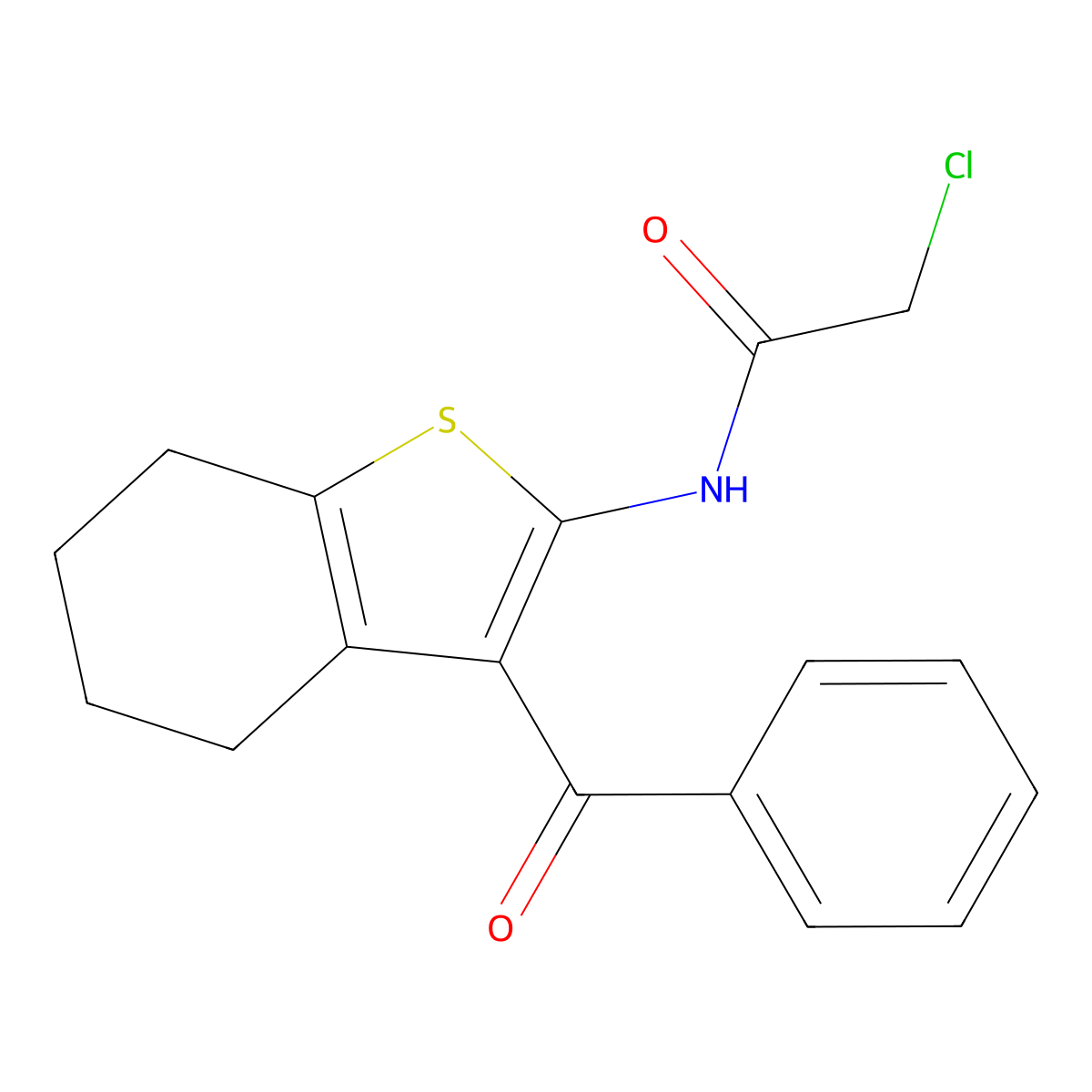 N-(3-benzoyl-4,5,6,7-tetrahydro-1-benzothiophen-2-yl)-2-chloroacetamide molecular structure, CAS 40312-37-6