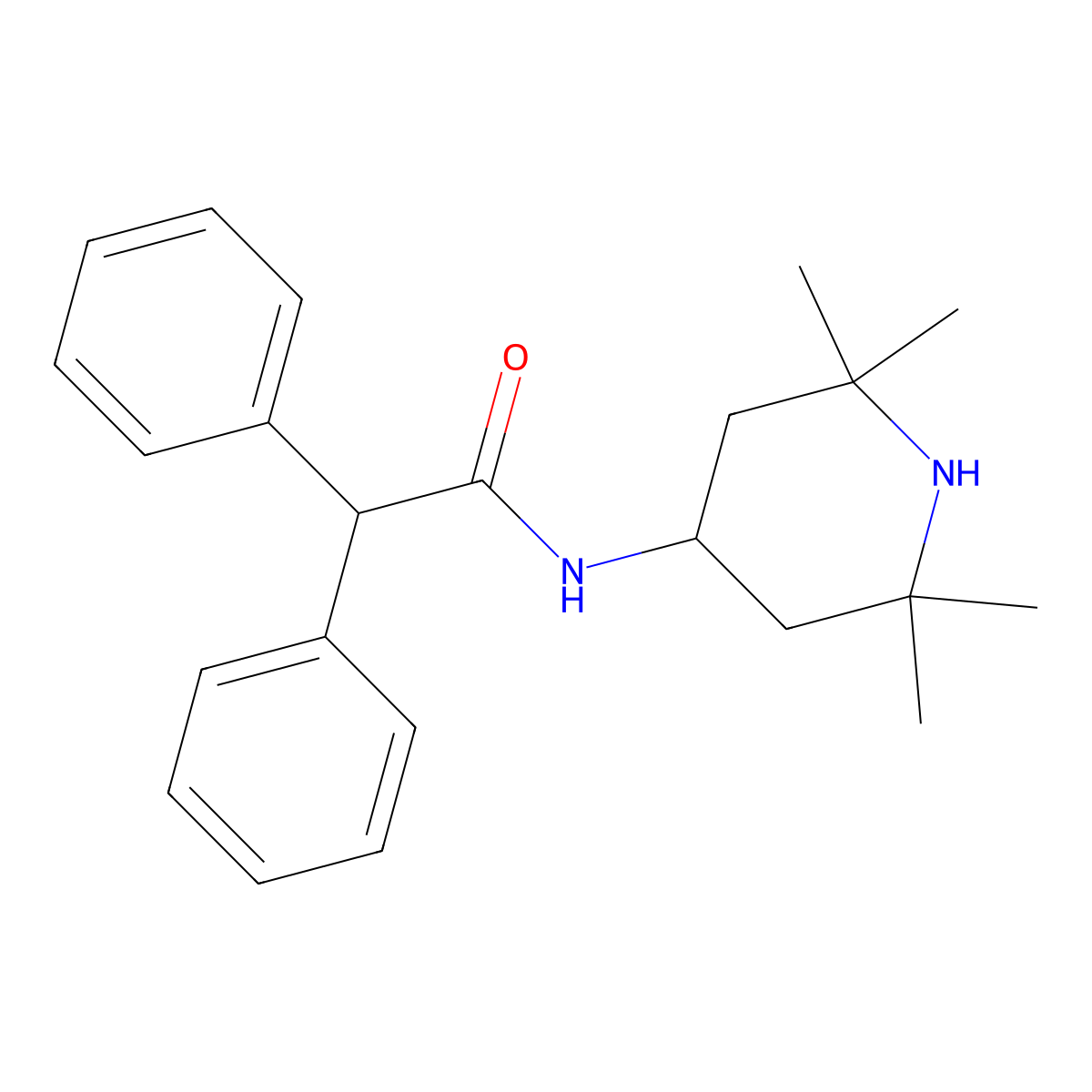 2,2-diphenyl-N-(2,2,6,6-tetramethylpiperidin-4-yl)acetamide molecular structure, CAS 40328-11-8