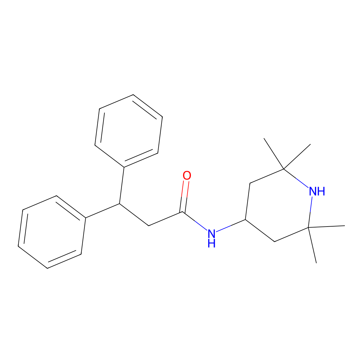 3,3-diphenyl-N-(2,2,6,6-tetramethylpiperidin-4-yl)propanamide molecular structure, CAS 40328-13-0