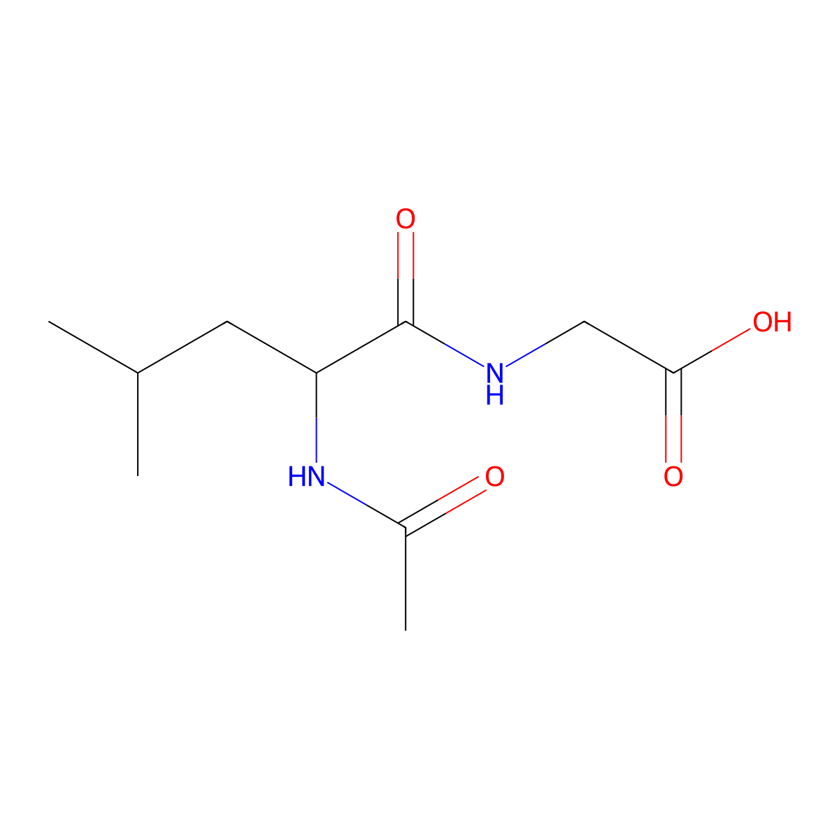 Acetyl-L-leucyl glycine molecular structure, CAS 4033-42-5