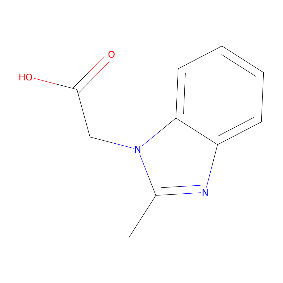 (2-methyl-1H-benzimidazol-1-yl)acetic acid molecular structure, CAS 40332-17-0