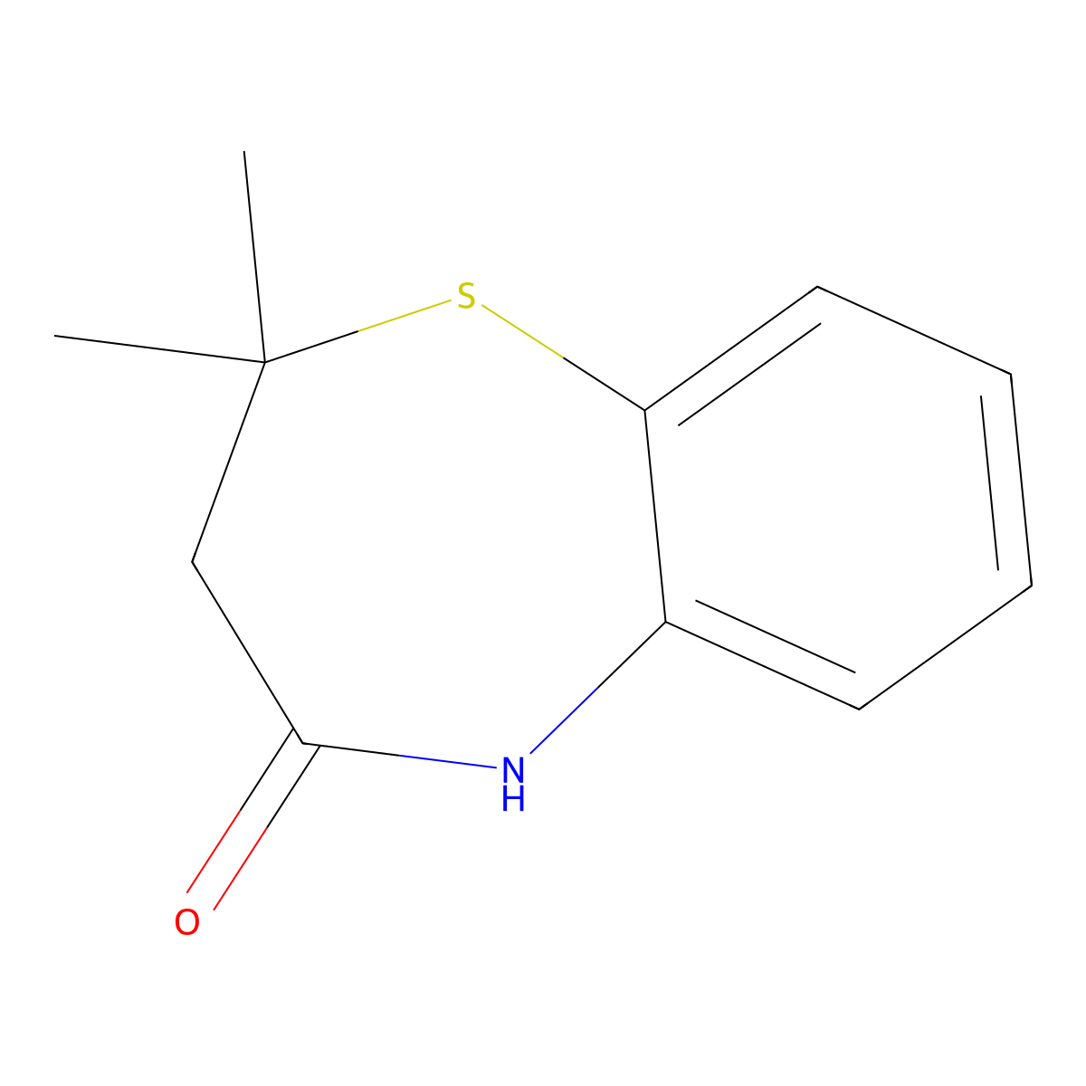 2,3-dihydro-2,2-dimethyl-1,5-benzothiazepin-4(5H)-one molecular structure, CAS 40334-89-2
