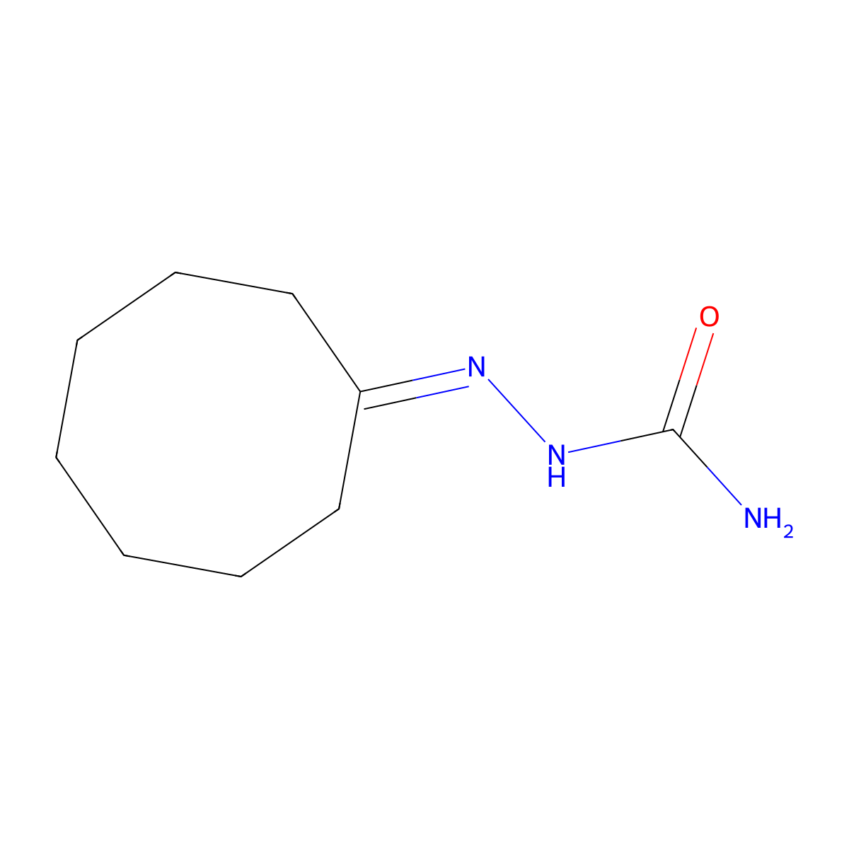 Cyclooctanone semicarbazone molecular structure, CAS 40338-24-7