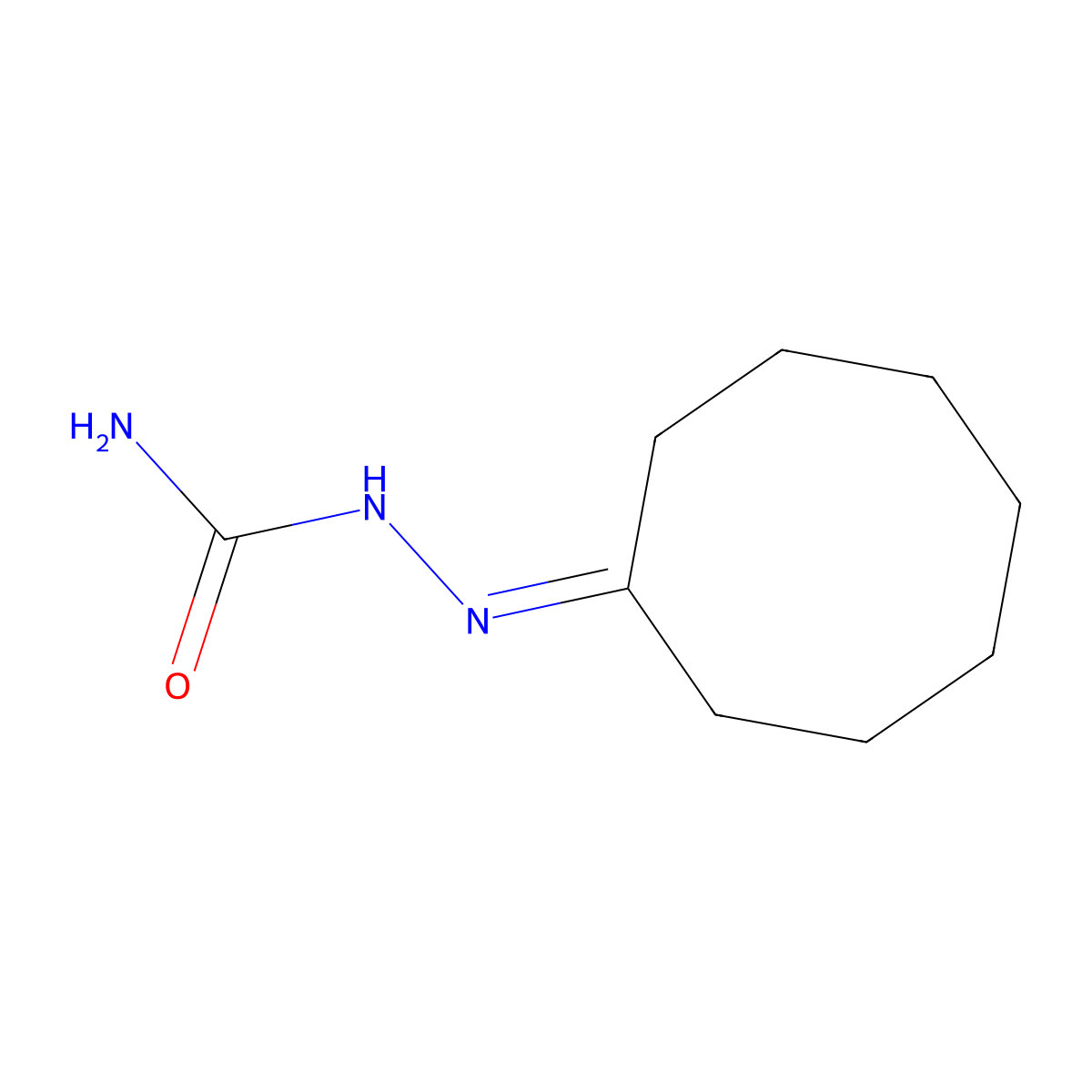 Cyclooctanone semicarbazone molecular structure, CAS 40338-24-7