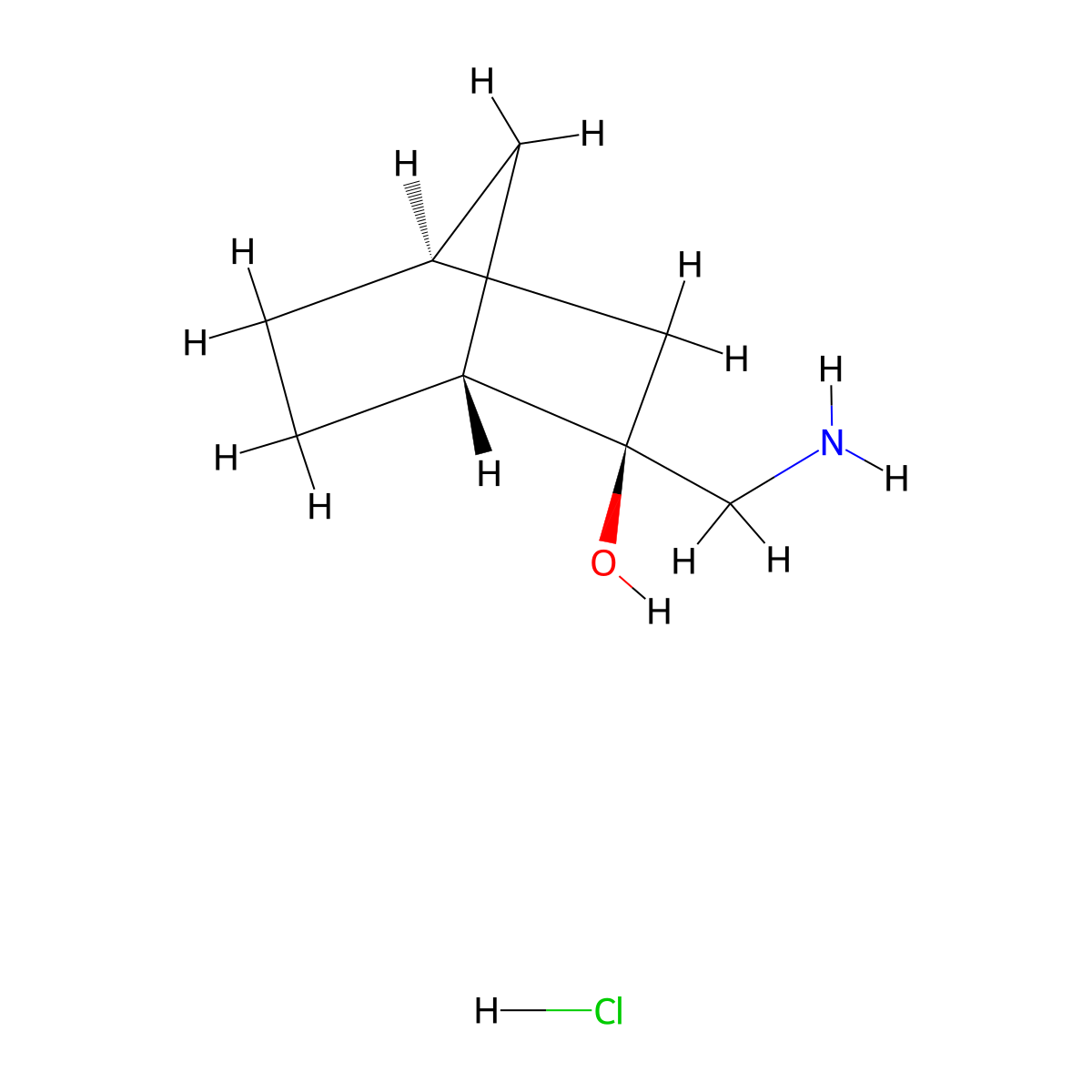 rac-(1R,2R,4S)-2-(aminomethyl)bicyclo[2.2.1]heptan-2-ol hydrochloride molecular structure, CAS 40344-80-7