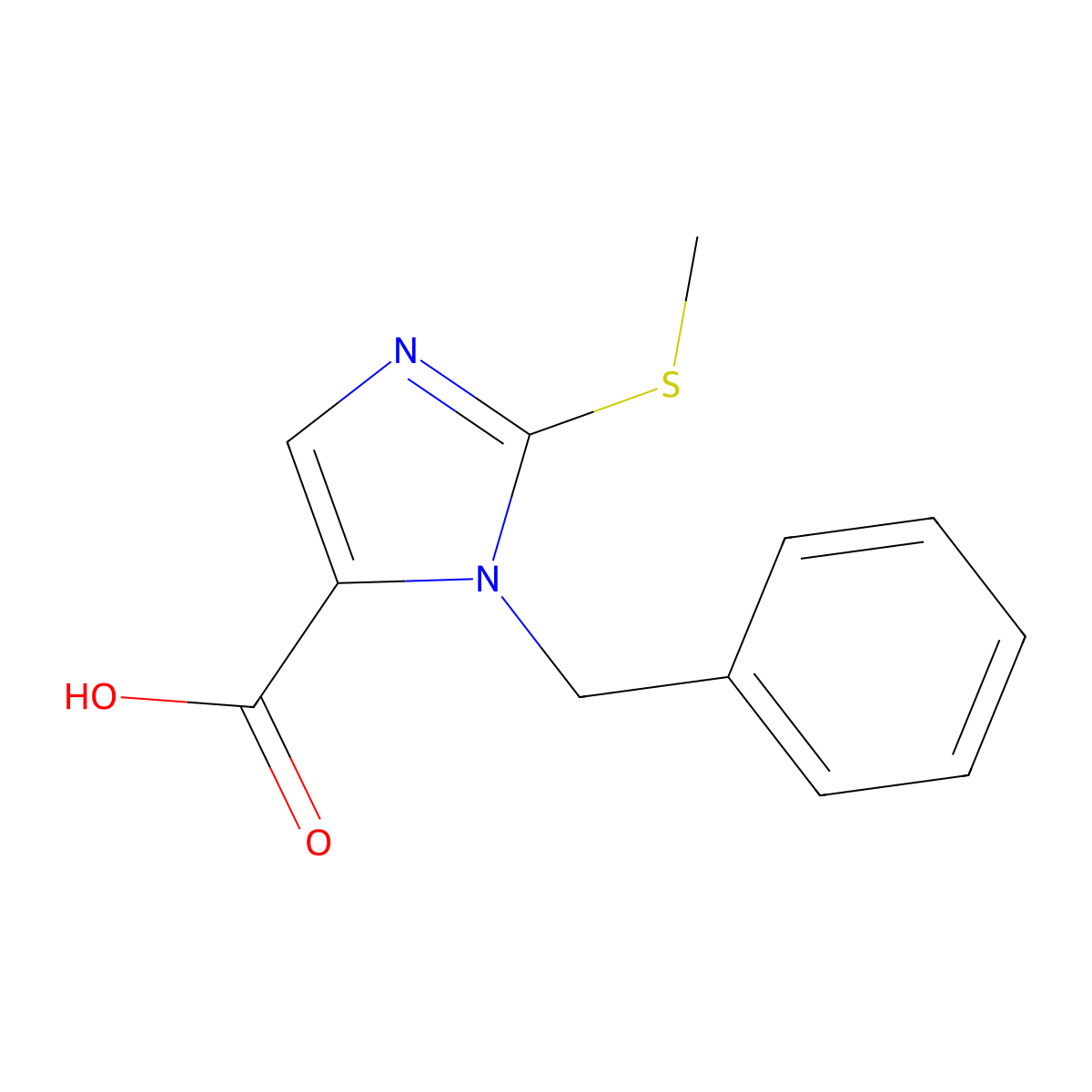 1-Benzyl-2-(methylsulfanyl)-1H-imidazole-5-carboxylic acid molecular structure, CAS 403479-30-1