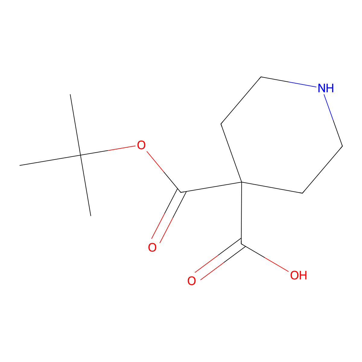 4-[(Tert-butoxy)carbonyl]piperidine-4-carboxylic acid molecular structure, CAS 403479-49-2