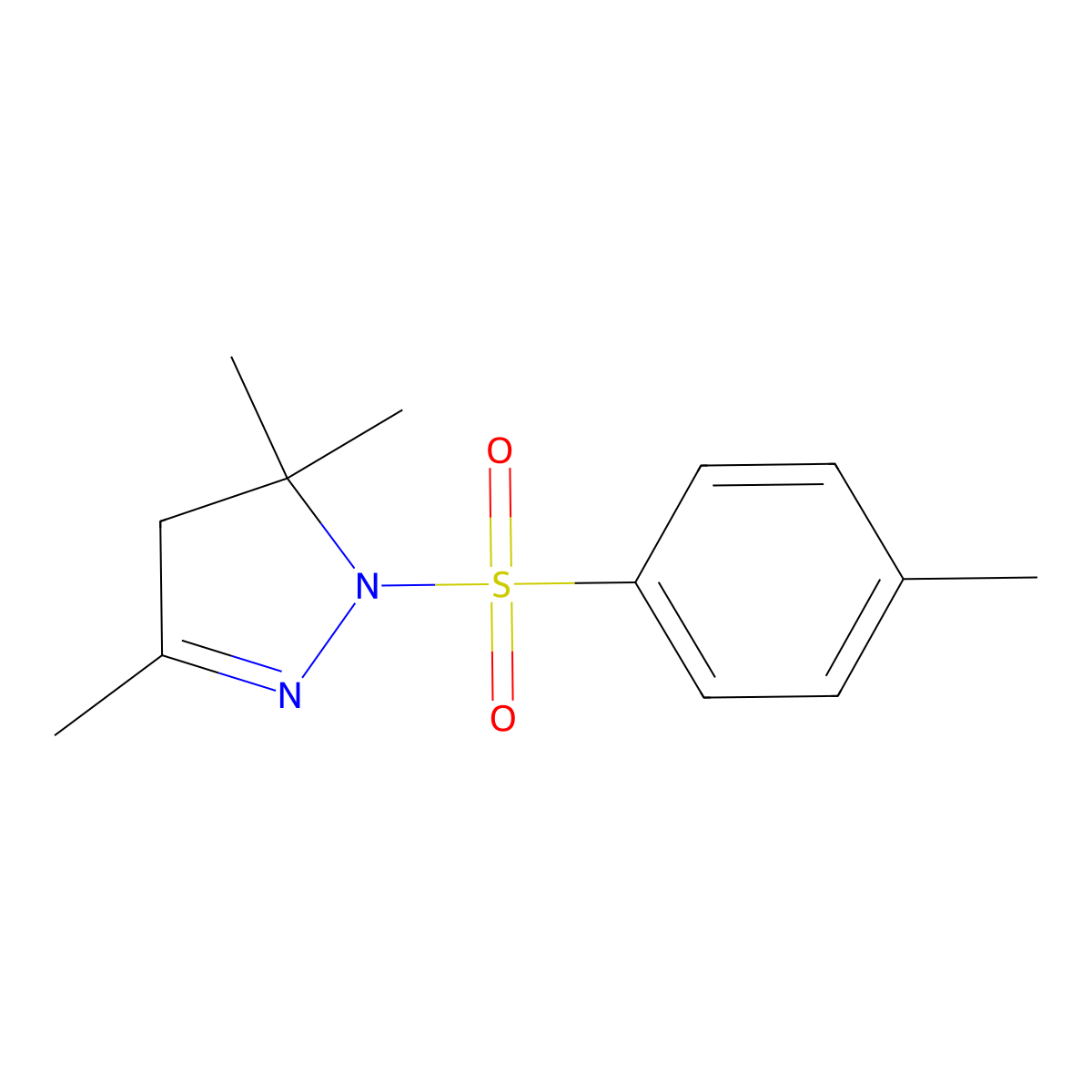 1H-Pyrazole, 4,5-dihydro-3,5,5-trimethyl-1-[(4-methylphenyl)sulfonyl]- molecular structure, CAS 4035-16-9