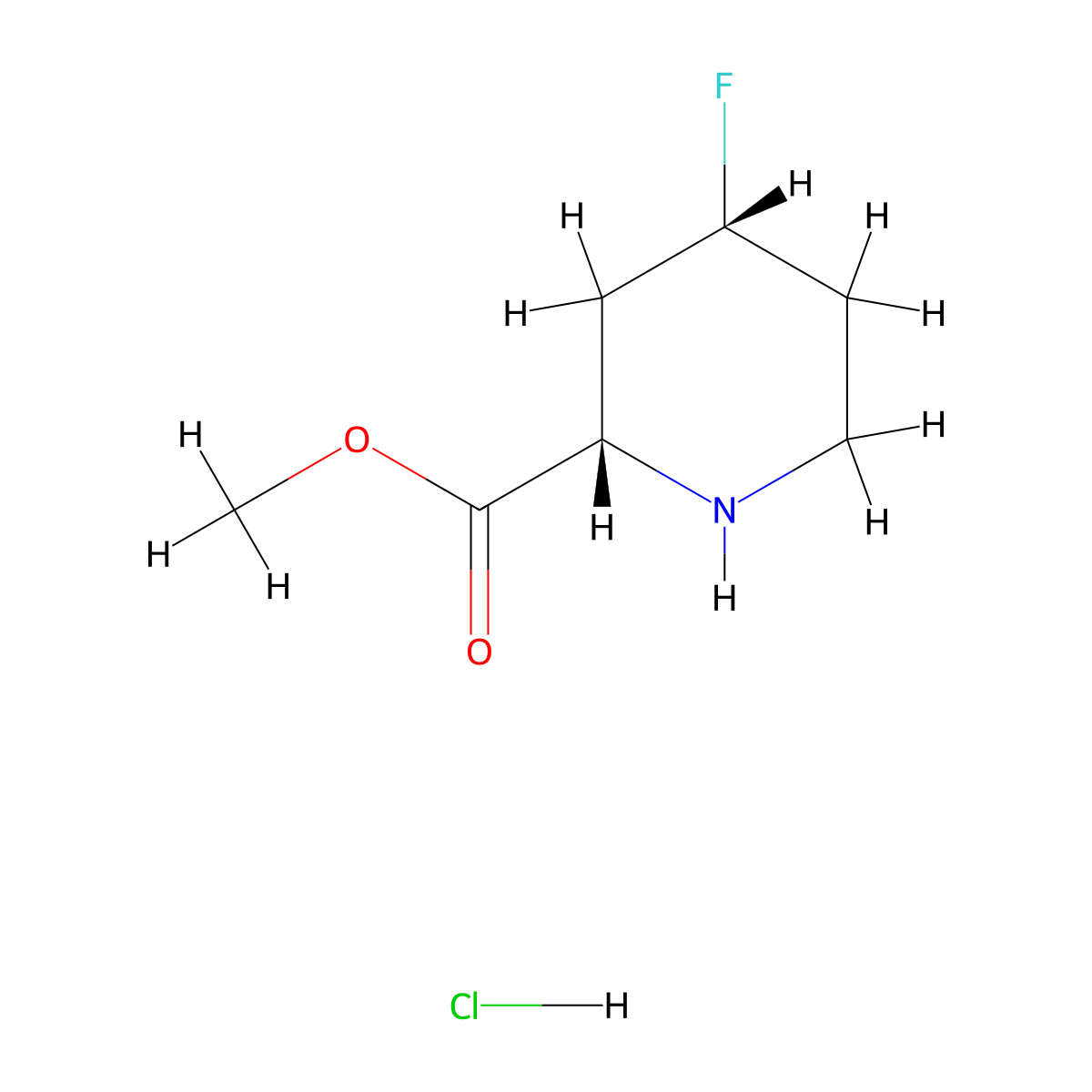 2-Piperidinecarboxylic acid, 4-fluoro-, methyl ester, hydrochloride (1:1), (2S,4R)- molecular structure, CAS 403503-57-1