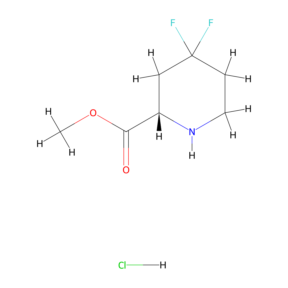 methyl (2S)-4,4-difluoropiperidine-2-carboxylate;hydrochloride molecular structure, CAS 403503-70-8