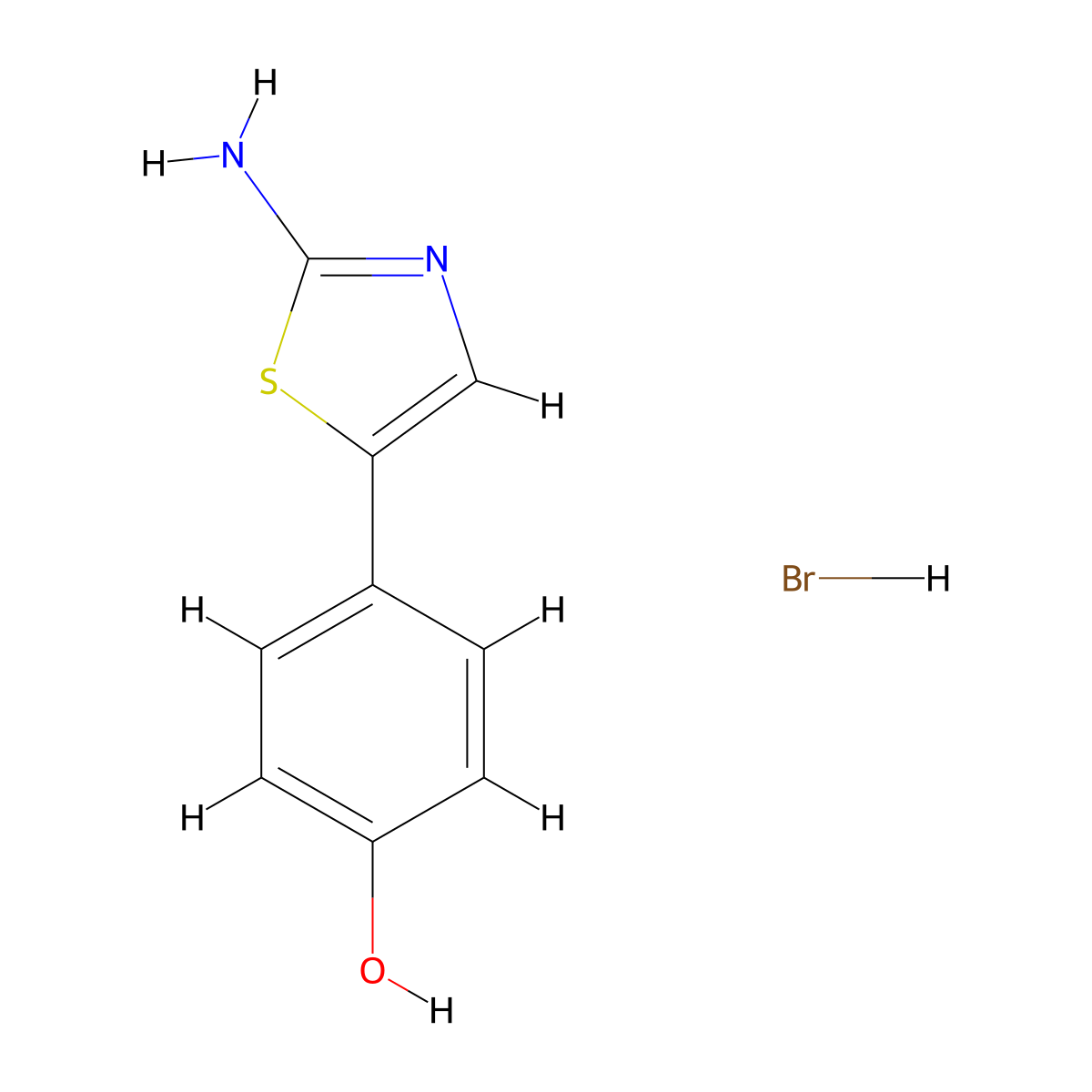 4-(2-Amino-1,3-thiazol-5-yl)phenol hydrobromide molecular structure, CAS 40353-61-5