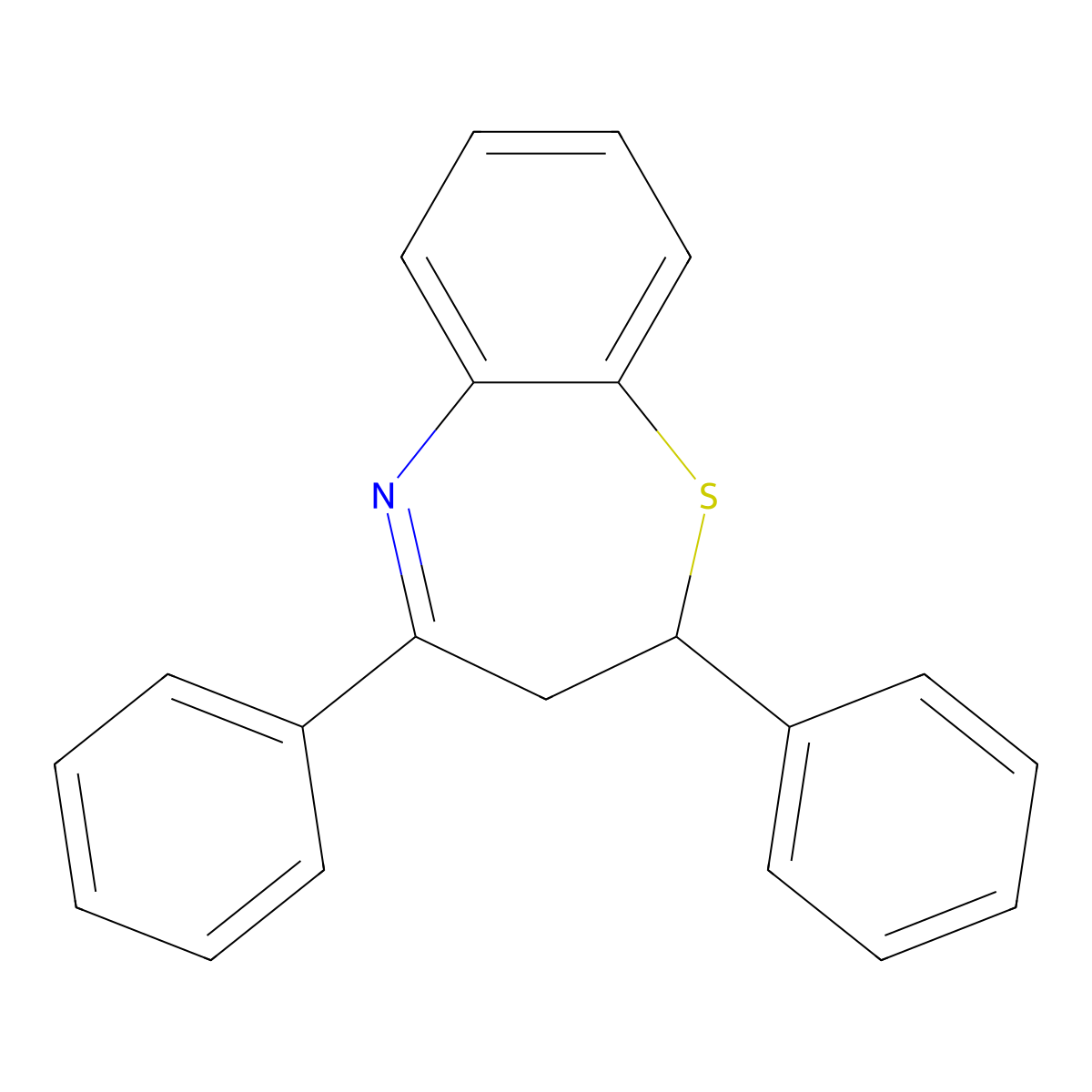 2,4-Diphenyl-2,3-dihydro-1,5-benzothiazepine molecular structure, CAS 40358-31-4