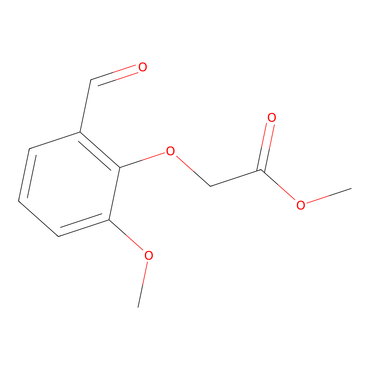 Methyl 2-(2-formyl-6-methoxyphenoxy)acetate molecular structure, CAS 40359-29-3