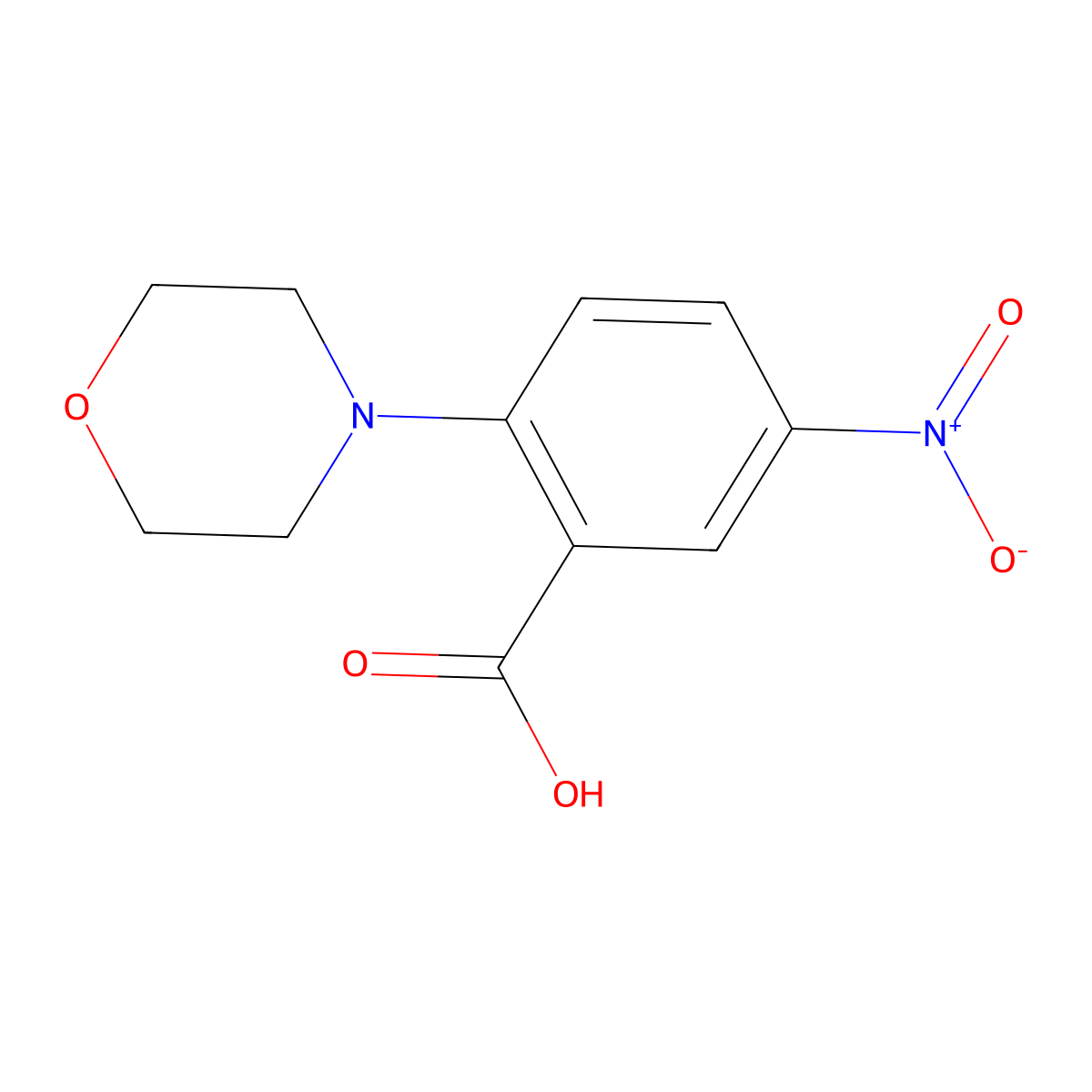 2-Morpholino-5-nitrobenzoic acid molecular structure, CAS 4036-83-3