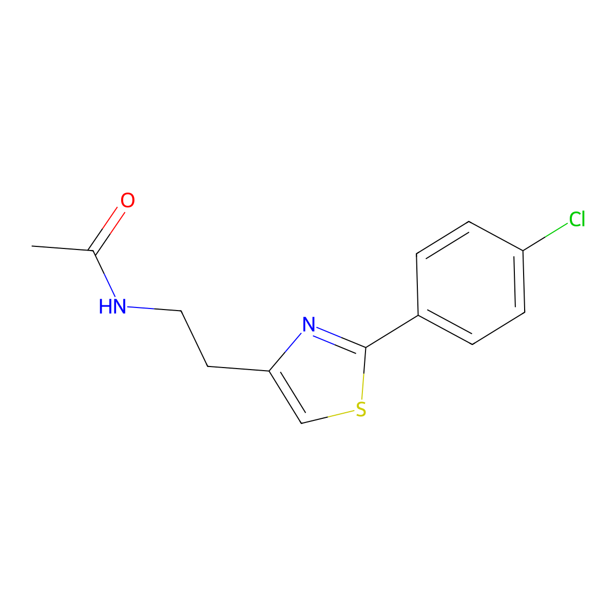N-{2-[2-(4-chlorophenyl)-1,3-thiazol-4-yl]ethyl}acetamide molecular structure, CAS 40361-70-4