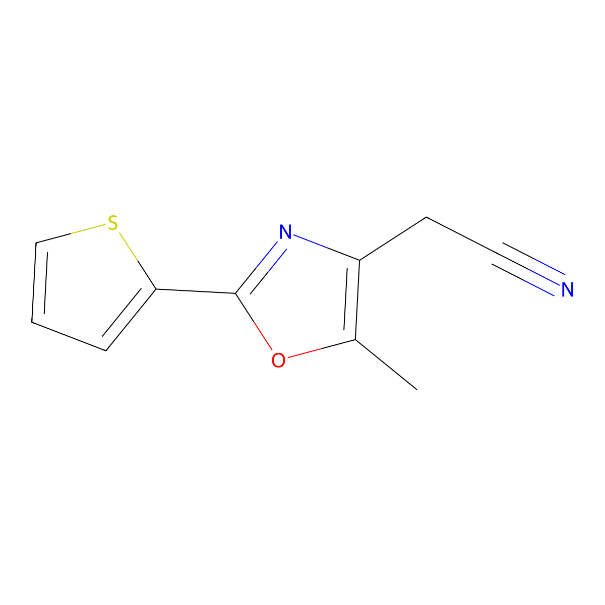2-[5-Methyl-2-(thiophen-2-yl)-1,3-oxazol-4-yl]acetonitrile molecular structure, CAS 403611-87-0