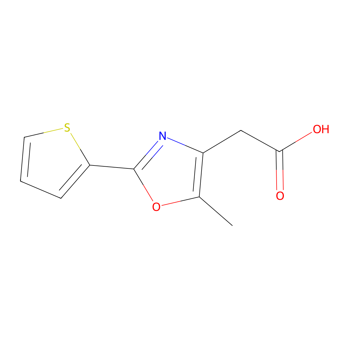 2-(5-Methyl-2-(thiophen-2-yl)-1,3-oxazol-4-yl)acetic acid molecular structure, CAS 403611-88-1