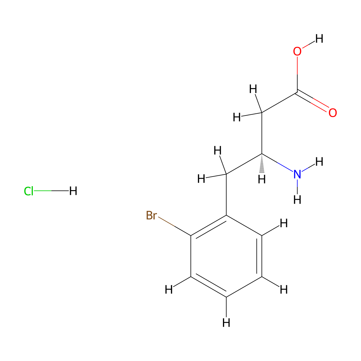 (3S)-3-amino-4-(2-bromophenyl)butanoic acid hydrochloride molecular structure, CAS 403661-76-7