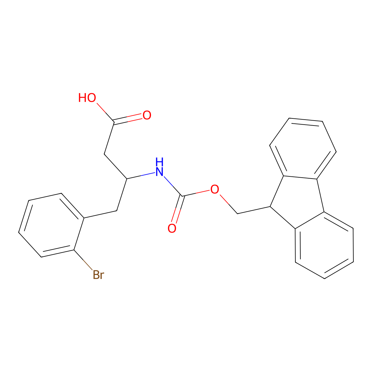 (S)-3-((((9H-Fluoren-9-yl)methoxy)carbonyl)amino)-4-(2-bromophenyl)butanoic acid molecular structure, CAS 403661-79-0