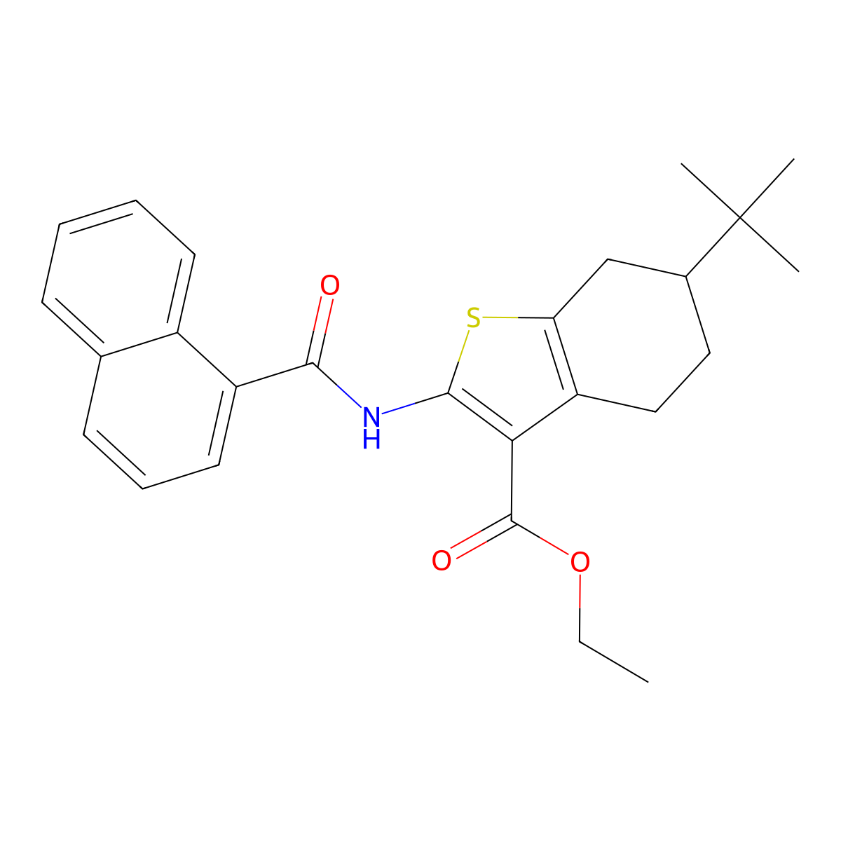Ethyl 6-tert-butyl-2-(1-naphthoylamino)-4,5,6,7-tetrahydro-1-benzothiophene-3-carboxylate molecular structure, CAS 403661-87-0